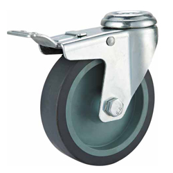 Bolt hole TPR caster with brake