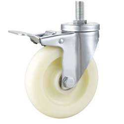 Screw thread braking caster wheels