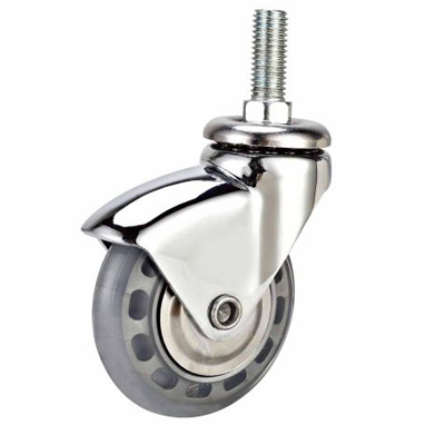 75mm transparent PU caster with screw stem